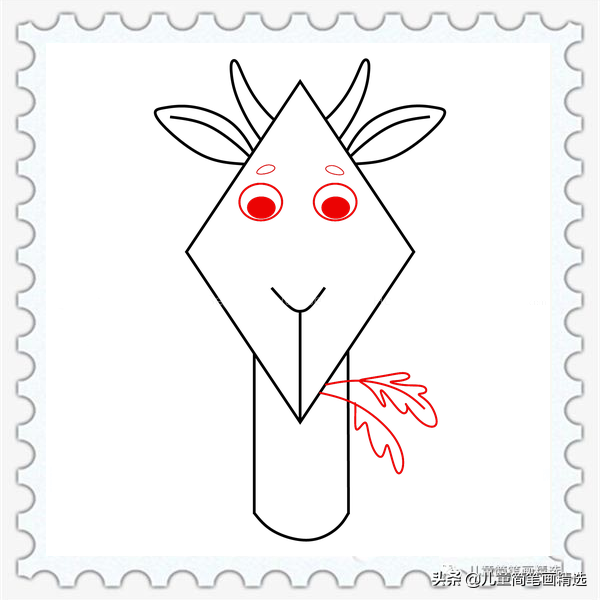山羊简单画法步骤，儿童简笔画精选-如何用菱形