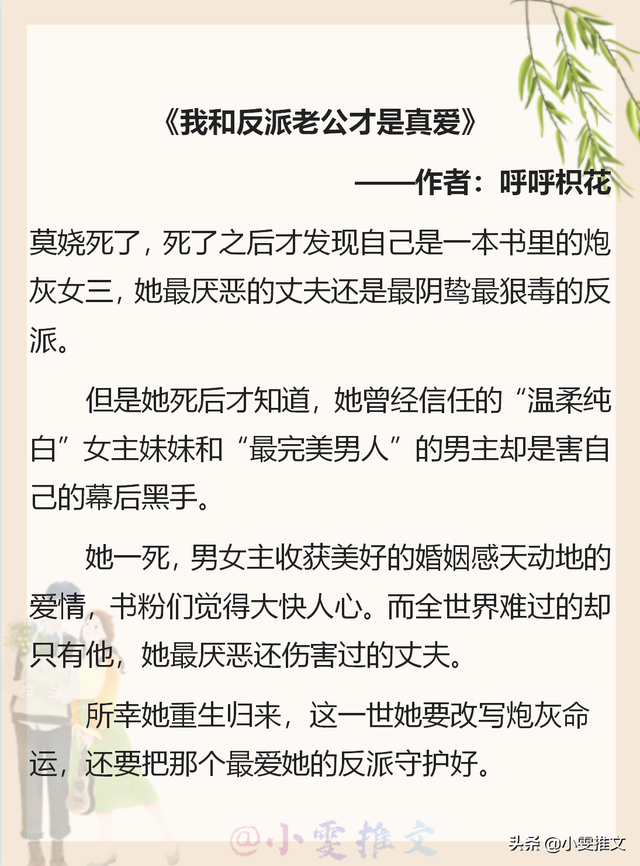 《拯救那个女反派》，起因是救了一个小女孩抓女孩的是个公子哥（《躺在黑莲花男配怀里瑟瑟发抖》）