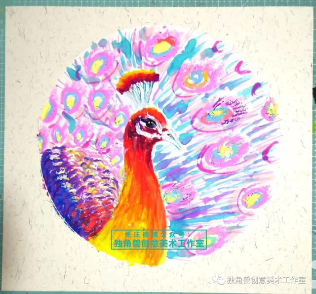 7一9岁儿童画孔雀，儿童简笔画：孔雀（绘画教程 ， 梦幻的孔雀）