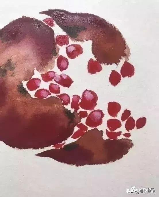 石榴简笔画画法，石榴的简笔画怎么画简单（花卉果蔬系列之石榴的写意画法）