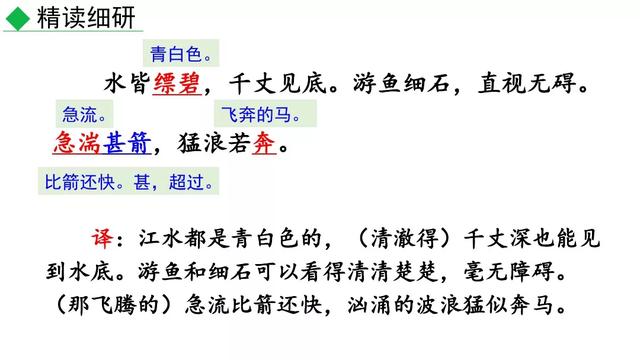 水皆缥碧的缥碧是什么意思，水皆缥碧皆的意思（统编版八年级上册第12课《与朱元思书》知识点+图文解读）