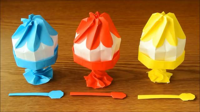 动手小制作系列：手工折纸──冰激凌，动手小制作系列（请你吃一个圣代冰淇淋）