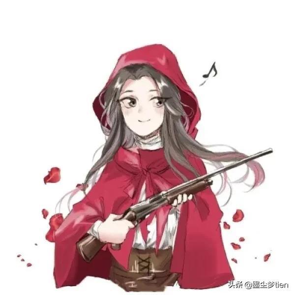 江煜/天官赐福花城头像。微信，江煜/天官赐福花城头像。（谢怜变身拿着枪的小红帽）