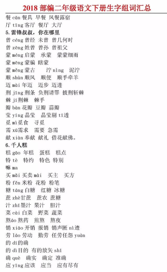 及怎么组词，<下册>各课生字注音及组词汇总