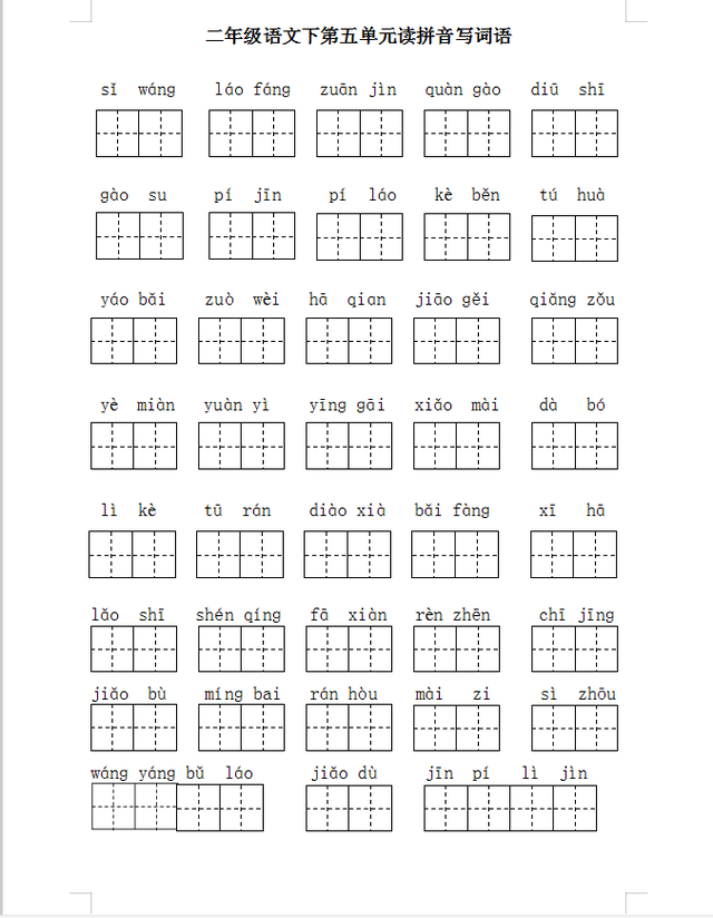 部首查字法练习，小学汉字偏旁部首（二年级语文下册期末复习二、三、四、五单元基础题梳理）