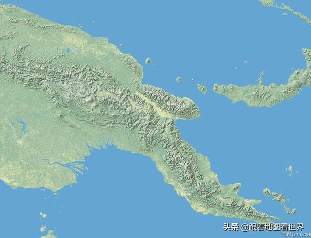 巴布亚新几内亚地图，阿尔及利亚边界开放（第二大岛上的国家巴布亚新几内亚）