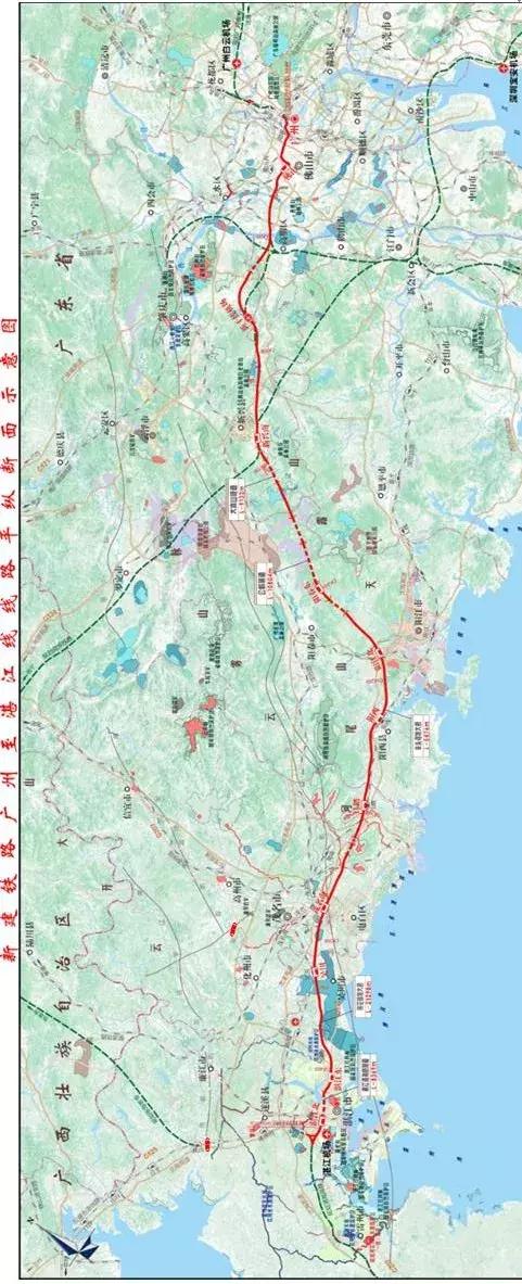 广湛高铁最新线路图阳江，广州、东莞、惠州去粤西2小时