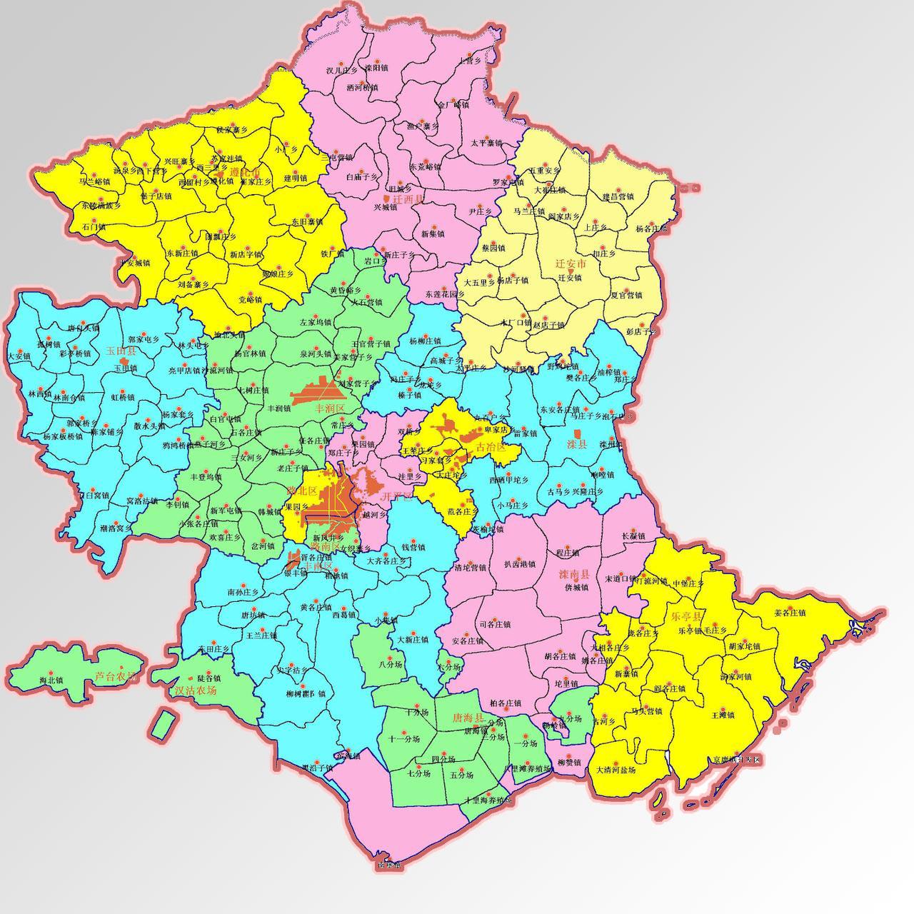 唐山地区行政区划图(矿产资源,海洋资源) - 龙腾网