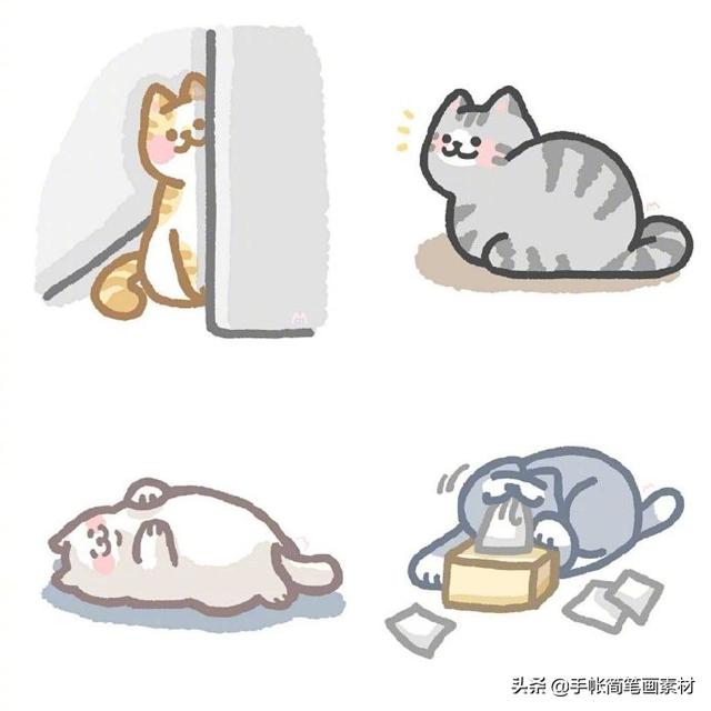 猫简笔画图片大全，猫咪简笔画100种画法（可爱猫咪简笔会素材）