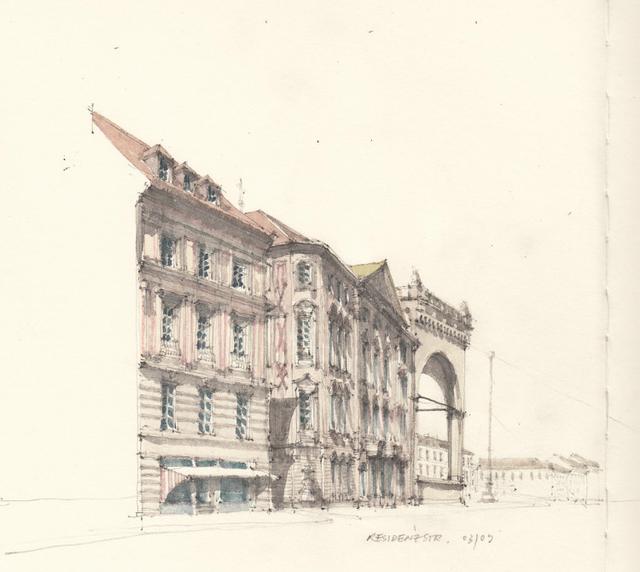 建筑插画线稿，插画，艺术家Flaf