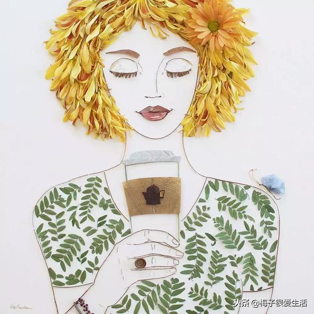 儿童手工树叶贴画，儿童手工树叶贴画图片 一等奖（树叶、树枝、花朵都拿来贴画了）