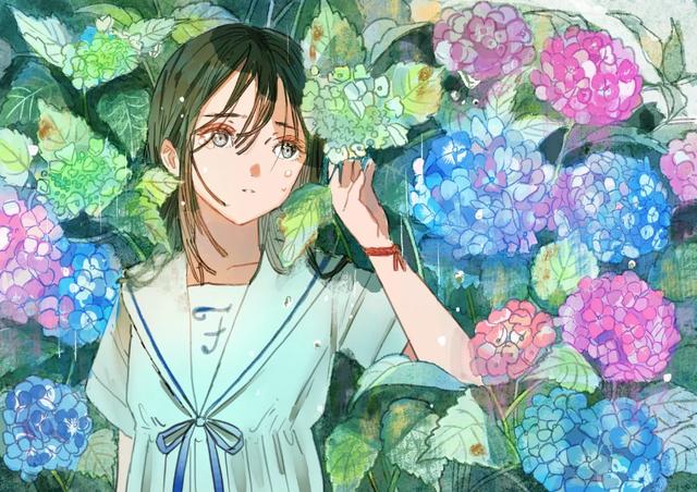 手绘卡通女孩背景图，手绘卡通女孩壁纸（手绘少女动漫二次元插画）