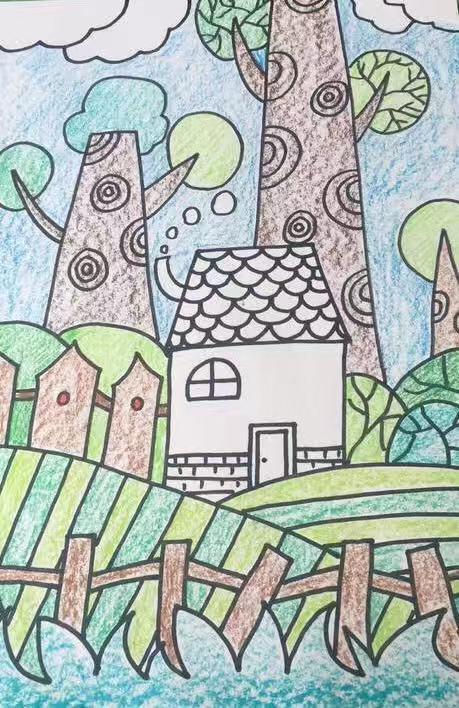 春天景色简笔画,春天景色简笔画图片带颜色(教你画春天主题创意儿童画