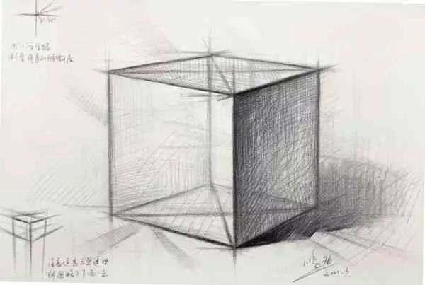 画正方体怎么画，素描几何体中的正方体怎么画（简单的素描教程——正方体画法）