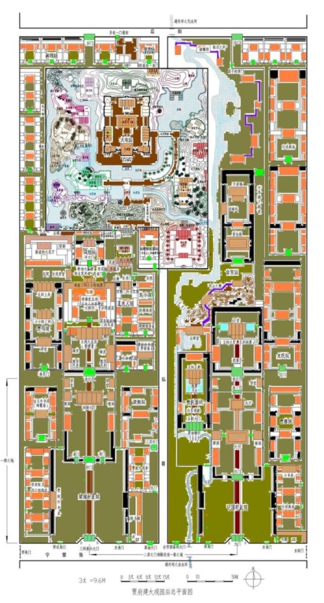 红楼梦贾府平面图，以林黛玉的路线画一张贾府示意图（《红楼梦》中大观园究竟在哪里）