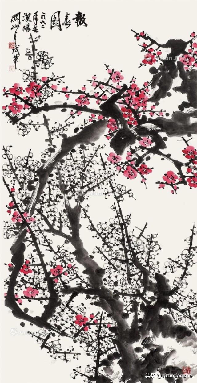 写意梅花100种画法，构图一百例，学完够用了