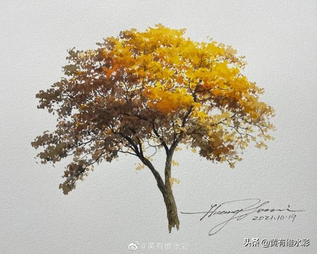 大树怎么画好看，画大树的简单方法（运用两种不同的技法）