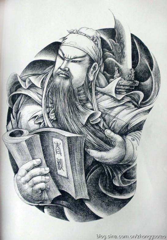 Q版可爱的关羽如何画，关羽简笔画可爱（人物白描：关公关云长）