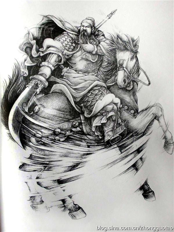 Q版可爱的关羽如何画，关羽简笔画可爱（人物白描：关公关云长）