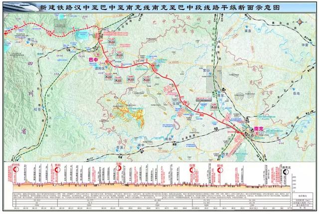 兰渝高铁南充南段走向，汉巴南铁路南充至巴中段线路图、站点曝光