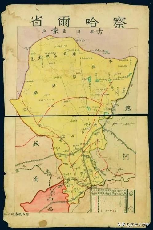 民国时期的热河省地图，民国热门的察哈尔、热河、绥远和西康省