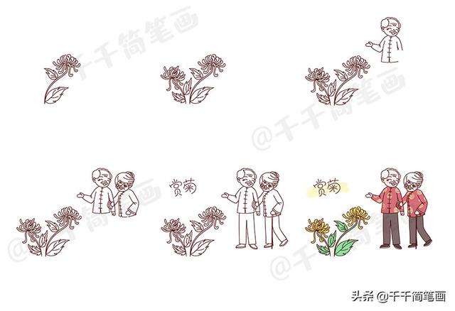 重阳节简笔画，重阳节简笔画手抄报（重阳节主题简笔画素材手抄报模板）