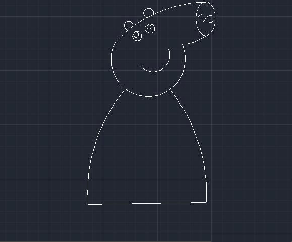 cad小猪佩奇怎么画，小猪佩奇用CAD怎么画（6个步骤掌握小猪佩奇cad画法）