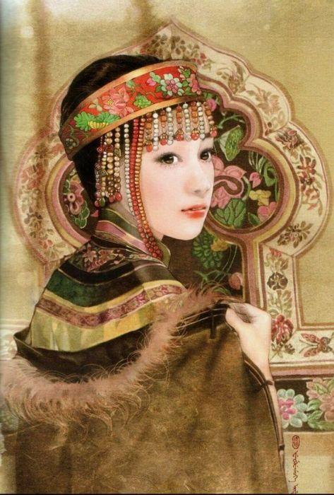 蛾眉轻敛つ袖舞流年,手绘古风美女图片大全(手绘美女,德珍   民族篇