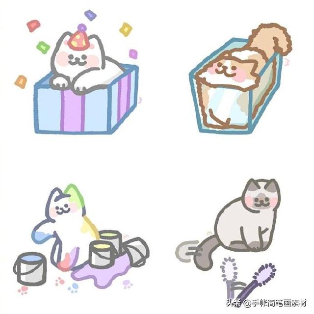 猫简笔画图片大全，猫咪简笔画100种画法（可爱猫咪简笔会素材）