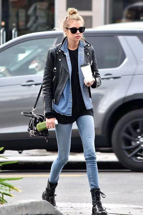 女士马丁靴配裤子，女士马丁靴配裤子图片（“马丁靴+小脚裤”=冬季最显瘦CP）