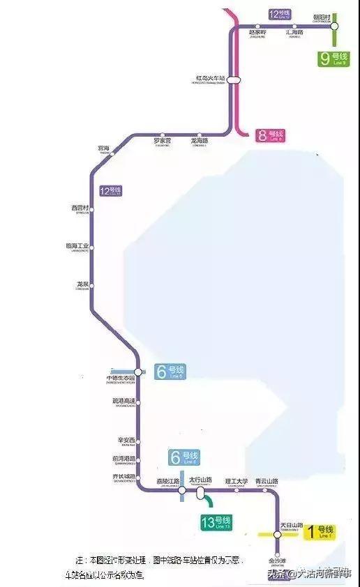 胶州地铁站示意图，胶州还有这三条地铁，附路线图