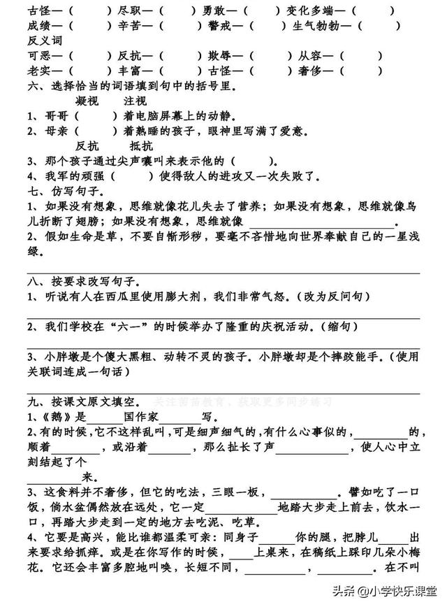 商确，商量和商榷的区别（部编版语文四年级下第1-8单元基础知识复习卷）