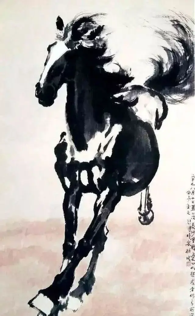 徐悲鸿画马技法，徐悲鸿画的奔马图介绍（跟徐悲鸿学习如何画马）