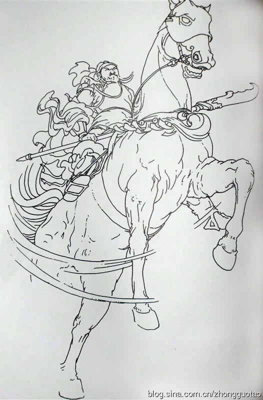 Q版可爱的关羽如何画，关羽简笔画可爱（人物白描：关公关云长）