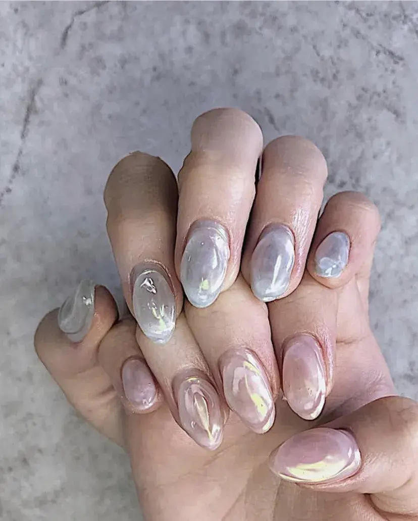 夏天指甲颜色大全图片流行，夏天显白指甲（够仙够清爽最重要是显手白）