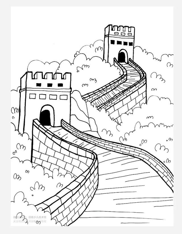 初学者怎么画万里长城素描，趣味线描美术课程《中国印象之“万里长城”》