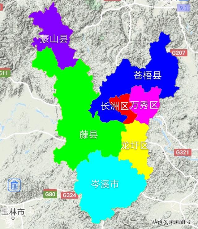 广西梧州市地理位置，梧州市各地建成区排名