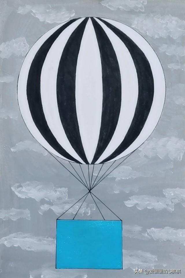 怎么画热气球，怎么画热气球文字框（适合自学者的颜料画。少儿美术儿童颜料画《热气球》）