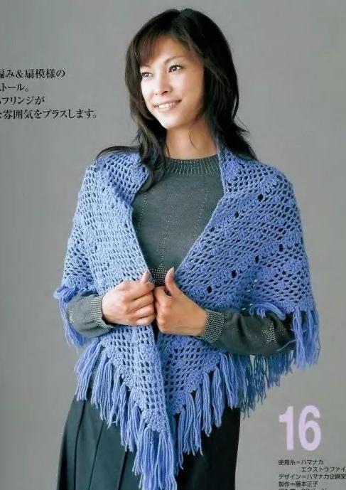 三角围巾的围法，三角形围巾有什么系法（钩几件特美的三角围巾披肩）