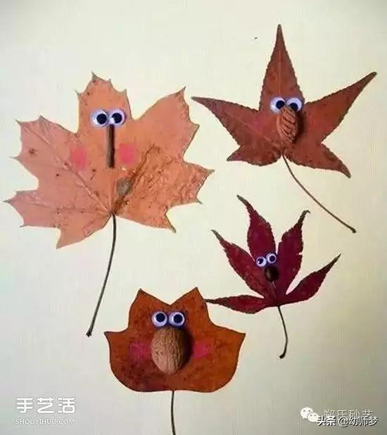 幼儿手工美术漂亮的叶子画，幼儿园叶子手工画制作大全图片（儿童树叶贴画作品图片）