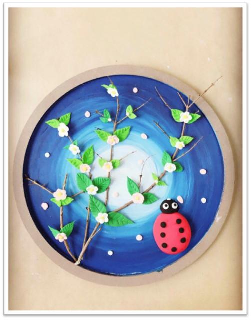 桃花树儿童画简单又漂亮，少儿美术《最美桃花节》