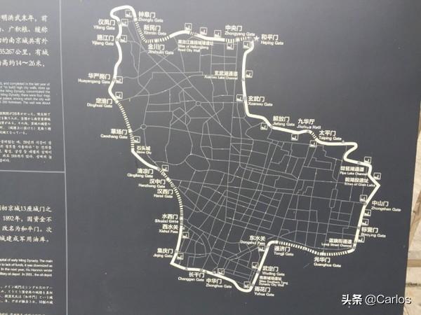 南京现存明城墙简图，南京城墙门从明初13座变成如今16座