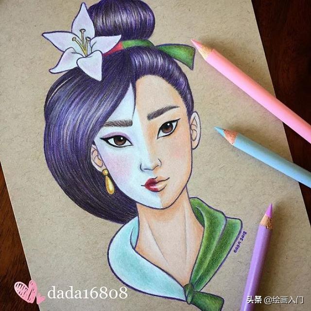 彩铅画动漫人物，卡通人物彩铅画教程（善恶二合一彩铅手绘肖像）