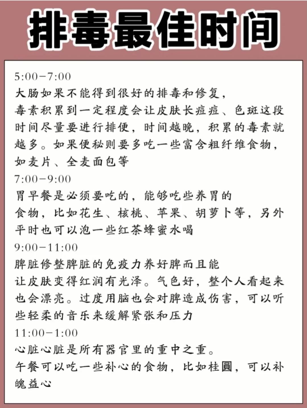 人体的每天工作时刻表，人体的作息时间表