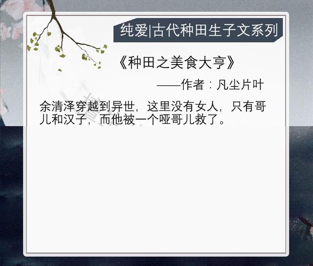 耽美重生种田文，求耽美种田文温馨向无虐经典的（六本古代种田生子系列）