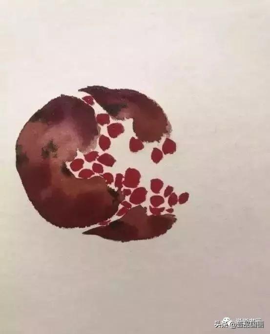 石榴简笔画画法，石榴的简笔画怎么画简单（花卉果蔬系列之石榴的写意画法）