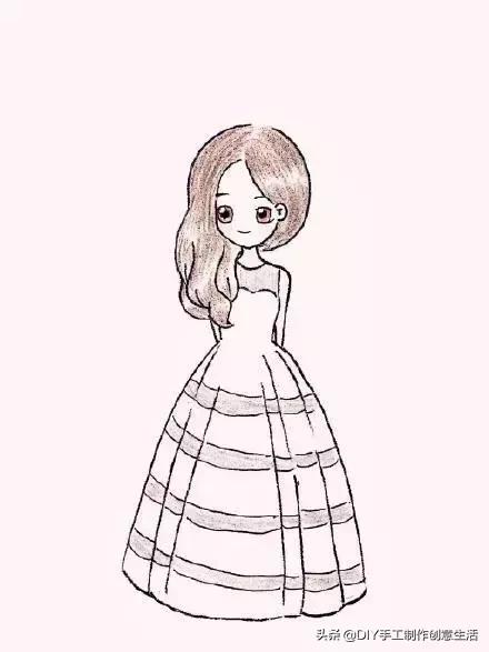 如何画婚纱简笔画，画婚纱简笔画图片大全（创意简笔画，彩铅画唯美婚纱）