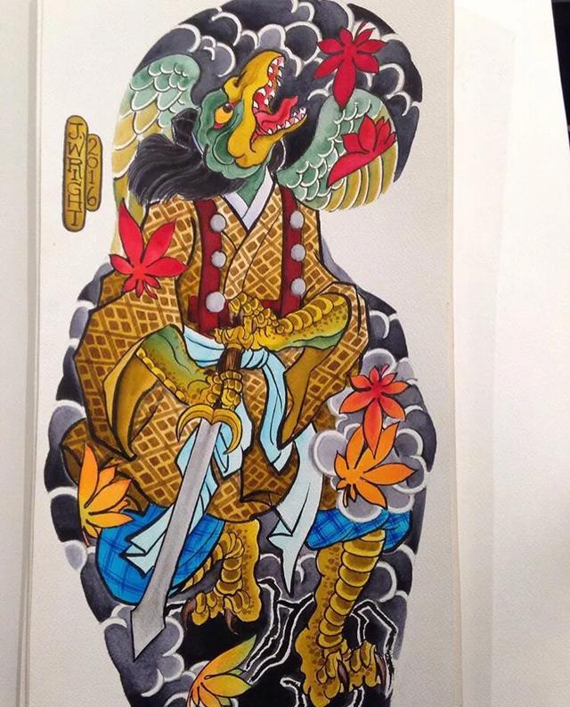 最简单的全臂纹身，《纹身手稿分享》日式整臂纹身