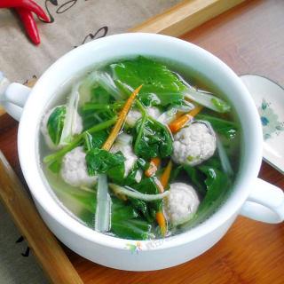 【豌豆尖肉丸汤】做法步骤图 清甜可口-起舞食谱网