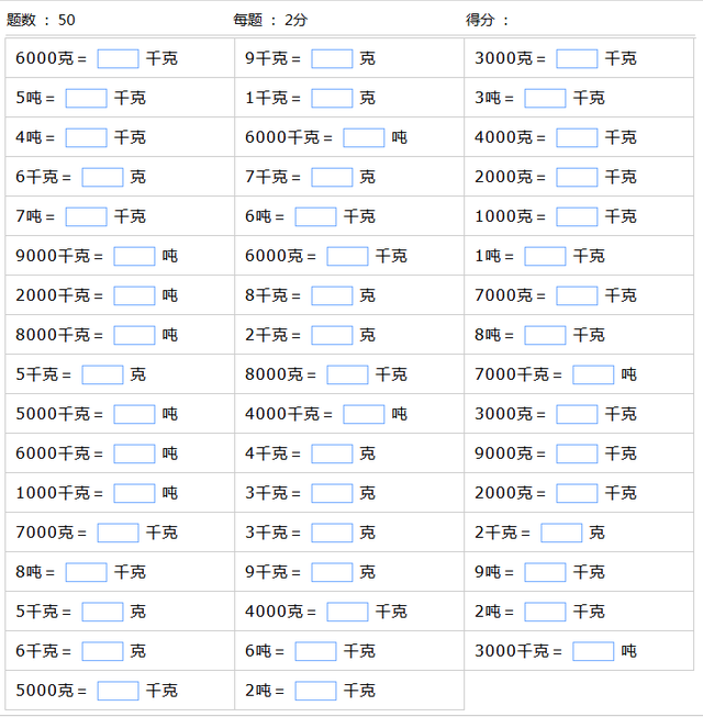 重量换算公式大全，重量单位的换算和练习